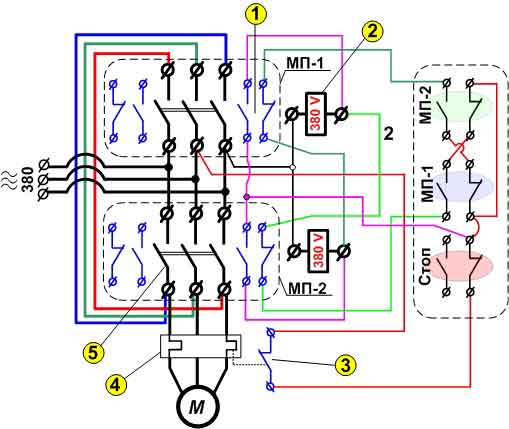 реверсивная схема магнитного пускателя